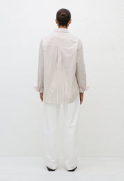 Classic Stripe Shirt - Taupe Pinstripe - Matteau